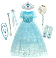Dodatki do strojów karnawałowych - Sukienka Strój Elza Elsa Balowa Kraina Lodu 98/104 Zestaw Peruka - miniaturka - grafika 1