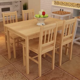 shumee shumee Drewniany zestaw jadalniany stół z 4 krzesłami naturalny - Meble ogrodowe - miniaturka - grafika 1
