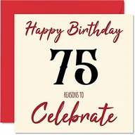 Kartki okolicznościowe i zaproszenia - Zabawne kartki na 75. urodziny dla mężczyzn i kobiet – powody – kartka urodzinowa dla taty mamy dziadka babci babci wujka cioci 145 mm x 145 mm kartki okolicznościowe, kartka na 75. urodziny - miniaturka - grafika 1