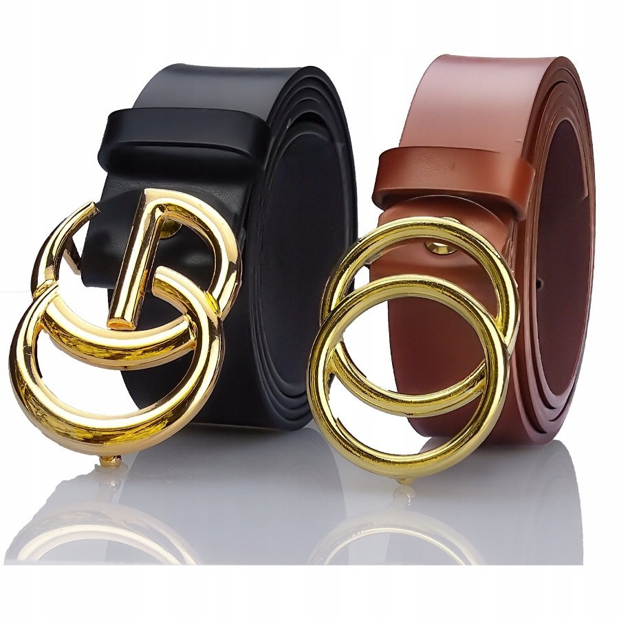 Damski ZESTAW Biznesowy DWA Paski Brąz Czerń 110cm