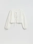 Bluzki damskie - Reserved - Bluzka z wiązaniami - biały - miniaturka - grafika 1