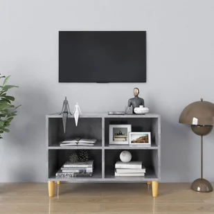 vidaXL Lumarko Szafka TV z drewnianymi nóżkami, szarość betonu, 69,5x30x50 cm 805927 - Szafki RTV - miniaturka - grafika 1