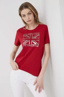 Koszulki i topy damskie - Pepe Jeans t-shirt bawełniany Zeldas kolor czerwony - grafika 1