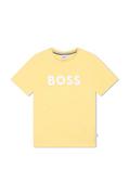 Koszulki dla chłopców - BOSS t-shirt bawełniany dziecięcy kolor żółty z nadrukiem - Boss - miniaturka - grafika 1