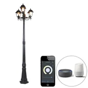 Lampy ogrodowe - QAZQA Inteligentna latarnia czarna 3-punktowa IP44 z Wi-Fi ST64 - Capital - miniaturka - grafika 1