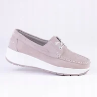 Półbuty damskie - Półbuty damskie skóra GOODIN GD-XW-1034 wiązanie profilowane beż 39 - miniaturka - grafika 1