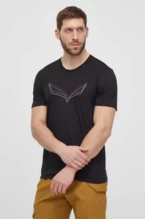 Koszulki męskie - Salewa t-shirt sportowy Pure Eagle Frame Dry kolor czarny z nadrukiem - grafika 1