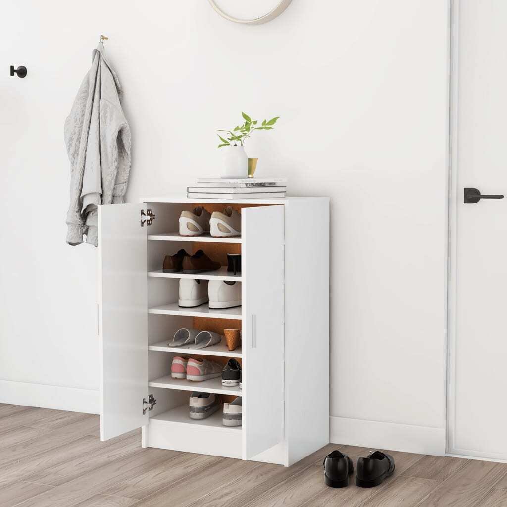 vidaXL Szafka na buty biała 60x35x92 cm Materiał drewnopochodny - Stojak na buty - Regał na buty - Półki na buty - Szafka na buty