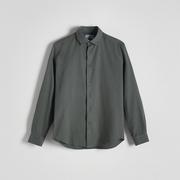 Koszule męskie - Reserved - Gladka koszula regular fit - Khaki - miniaturka - grafika 1