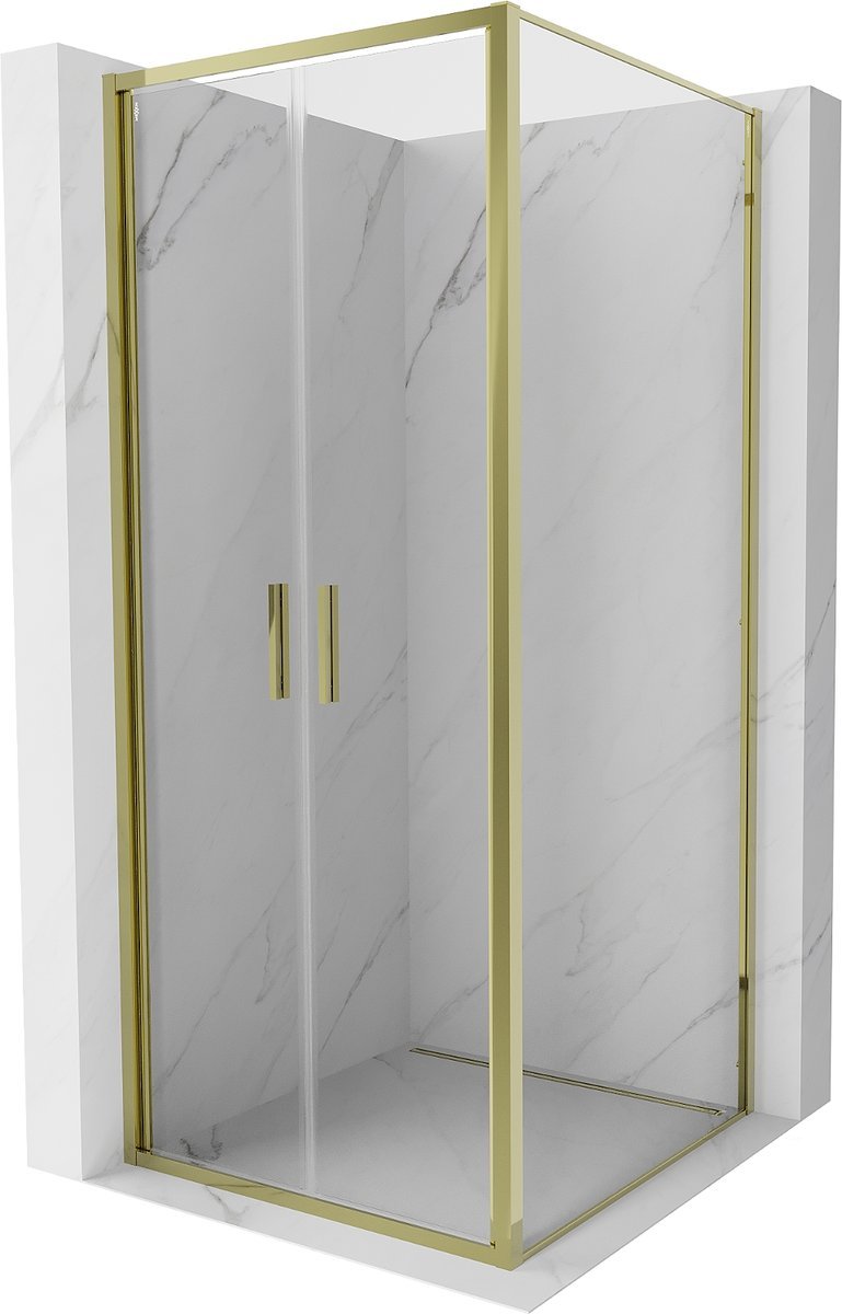 Mexen Exo kabina prysznicowa uchylna 120 x 120 cm, transparent, złota - 814-120-120-50-00