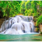 Fototapety - Fototapeta Wodospad Las Natura Zielony 400x280 cm Tapeta Do Sypialni Salonu Kuchni Na Flizelinie - miniaturka - grafika 1