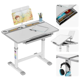 Ergonomiczne biurko dla dzieci Study 3.0, nowoczesne, z regulacją wysokości, z przegródką na akcesoria, 66 x 50 cm, szare - Biurka Ergonomiczne biurko dla dzieci Study 3.0, nowoczesne, z regulacją wysokości, z przegródką na akcesoria, 66 x 50 cm, szare - Biurka - miniaturka - grafika 1