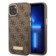 Etui i futerały do telefonów - Guess GUHMP13MU4GPRW iPhone 13 6,1` brązowy/brown hard case 4G Logo Plate MagSafe - miniaturka - grafika 1