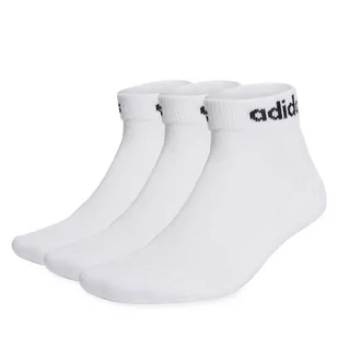 Skarpety Niskie Unisex adidas Linear Ankle Socks Cushioned Socks 3 Pairs HT3457 white/black - Skarpetki damskie - miniaturka - grafika 1