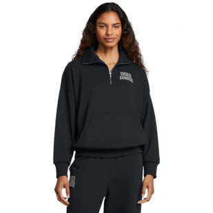 Damska bluza dresowa nierozpinana bez kaptura Under Armour UA Icon Hwt Terry Os Qz - czarna - Bluzy damskie - miniaturka - grafika 1