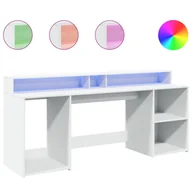 Biurka - vidaXL Biurko z podświetleniem LED, białe, 200x55x91 cm - miniaturka - grafika 1