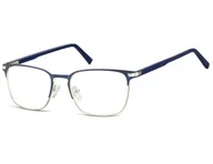 Okulary korekcyjne, oprawki, szkła - Okulary oprawki optyczne korekcyjne Sunoptic 917A granatowo-srebrne - miniaturka - grafika 1