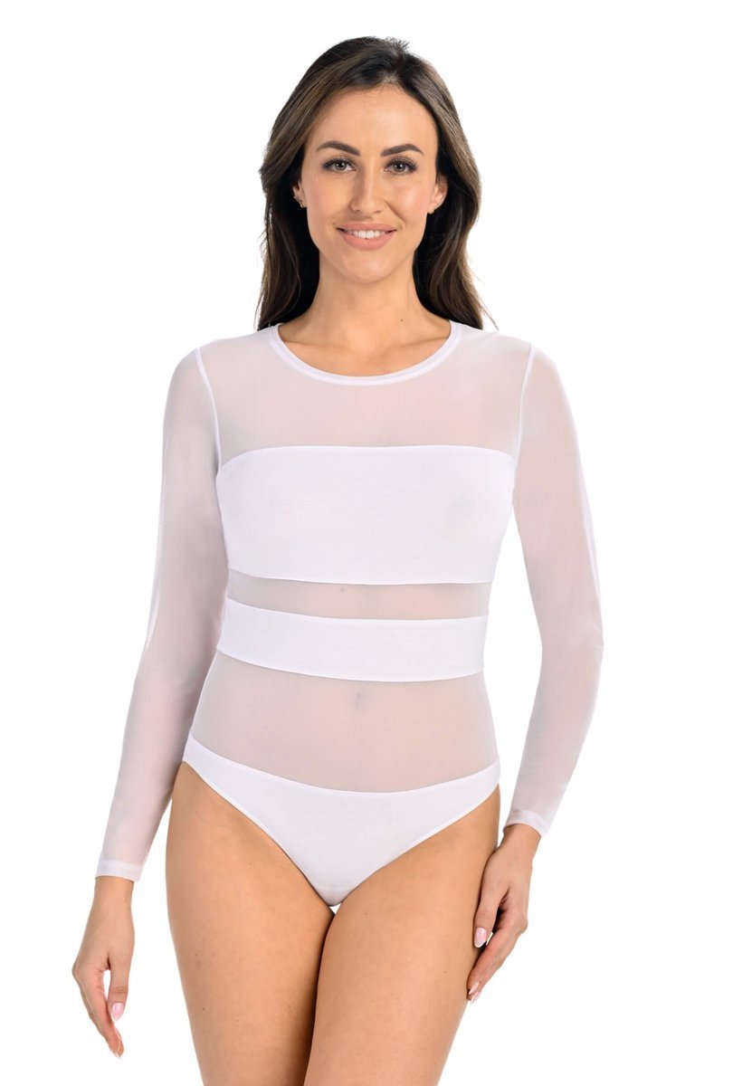 Body z wiskozy z siateczką Stripy białe, Teyli