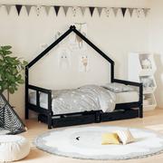 Łóżeczka i kojce - Rama łóżka dziecięcego z szufladami, biała, 80x160 cm, sosna Lumarko! - miniaturka - grafika 1
