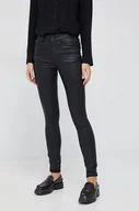 Spodnie damskie - Pepe Jeans spodnie damskie kolor czarny dopasowane high waist - miniaturka - grafika 1