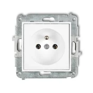 Gniazdka elektryczne - Karlik Gniazdo pojedyncze z uziemieniem ICON - biały mat - miniaturka - grafika 1