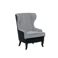 Fotele - Beliani Fotel w pepitkę - fotel wypoczynkowy - do salonu - tapicerowany - MOLDE biało-czarny - miniaturka - grafika 1