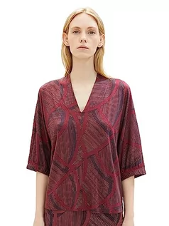Koszulki i topy damskie - T-shirt damski TOM TAILOR ze wzorem, 32363-Granatowe abstrakcyjne linie, M - grafika 1