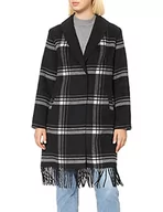 Płaszcze damskie - Gerry Weber Damski płaszcz wełniany, czarny/kremowy, 36 - miniaturka - grafika 1