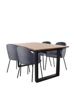 Stoły - Zestaw: Stół rozkładany Grand + 4 krzesła do jadalni Aura Black, salon - miniaturka - grafika 1
