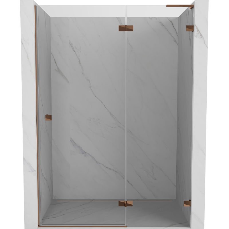 Mexen Lunar L drzwi prysznicowe uchylne prawe 130 cm, transparent, różowe złoto - 834L-130-000-60-00-P