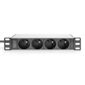 Listwy zasilające - DIGITUS Listwa zasilająca aluminiowa 1U PDU 254 mm 10inch rack mount 4x CEE 7/5 16A 4000W 250VAC 50/60Hz - miniaturka - grafika 1
