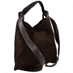 Torebko plecak duża brąz czekolada XL skóra zamszowa i licowa - Plecaki Torebko plecak duża brąz czekolada XL skóra zamszowa i licowa - Plecaki - miniaturka - grafika 1