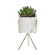 Sztuczne kwiaty - Sleepdown Halo zielony sukulent sztuczna roślina marmur stojak do domu biura łazienki dekoracja wnętrz estetyka - miniaturka - grafika 1