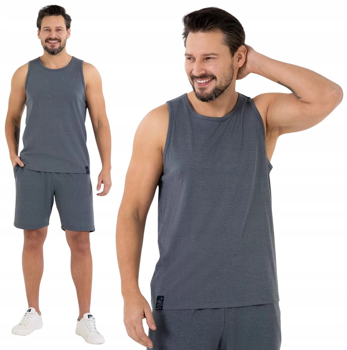 PODKOSZULKA KOSZULKA MĘSKA GŁADKA GRAFIT 100 % BAWEŁNA KLASYCZNA MORAJ M