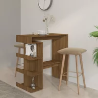 Ławy i stoliki kawowe - shumee shumee Stolik barowy z półkami brązowy dąb 100x50x101,5 cm płyta - miniaturka - grafika 1