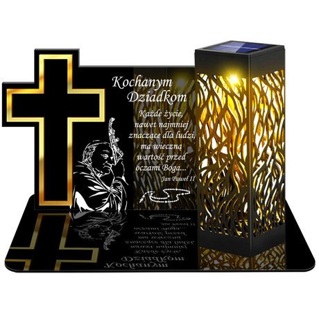 ZNICZ SOLARNY LED WIECZNY PODSTAWKA NA CMENTARZ GRÓB lampka Krzyż 3D DLA DZIADKÓW