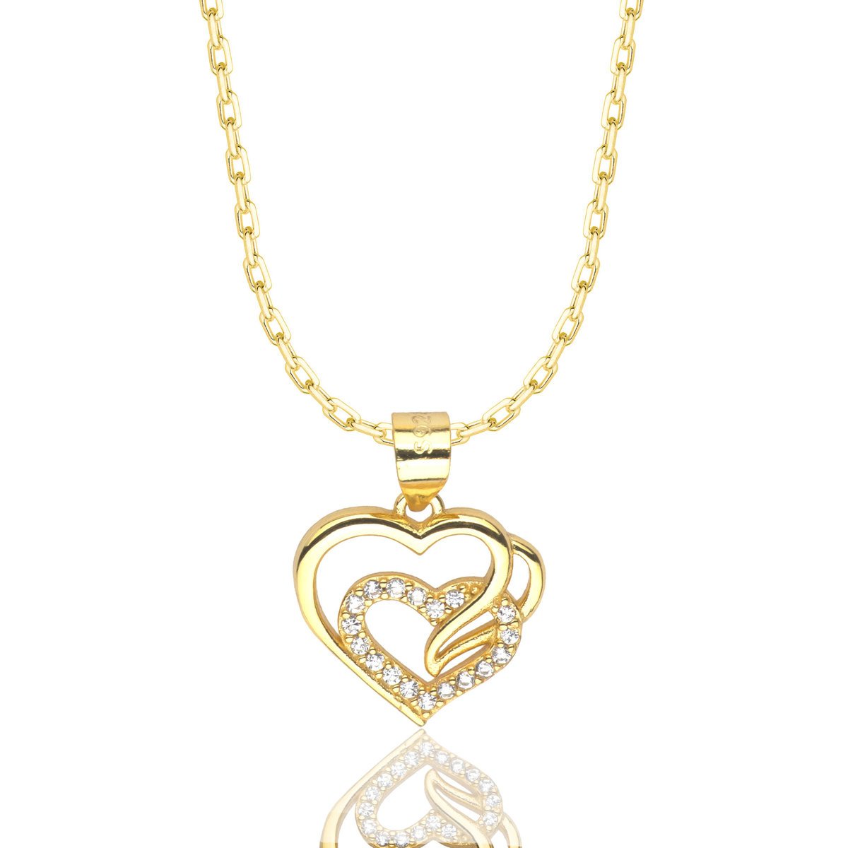 Naszyjnik Ankier Serce Z Cyrkoniami 925 585