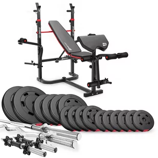 Hop-Sport Zestaw kulturystyczny Premium 105kg z ławką hs-1065 40559 - Pozostały sprzęt siłowy - miniaturka - grafika 1