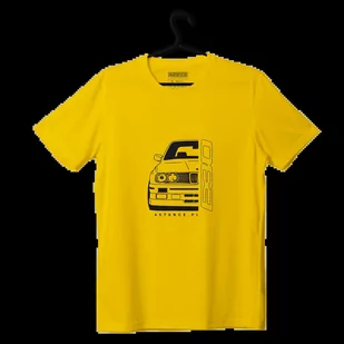 T-shirt koszulka przód BMW E30 żółta-S - Odzież do sportów motorowych - miniaturka - grafika 1