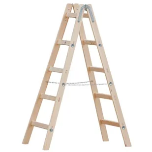 ZARGES Drabina drewniana, rozstawna, 2 elementowa, 5 szczeblowa, - Drabiny - miniaturka - grafika 1