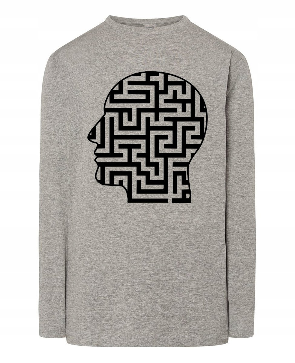 Longsleeve męski nadruk Labirynt Głowa r.XS