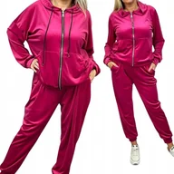 Dresy damskie - Rozpinany Dres Damski Welur 58 60 9xl 10xl róż wygodny otulający SUPERBIG - miniaturka - grafika 1