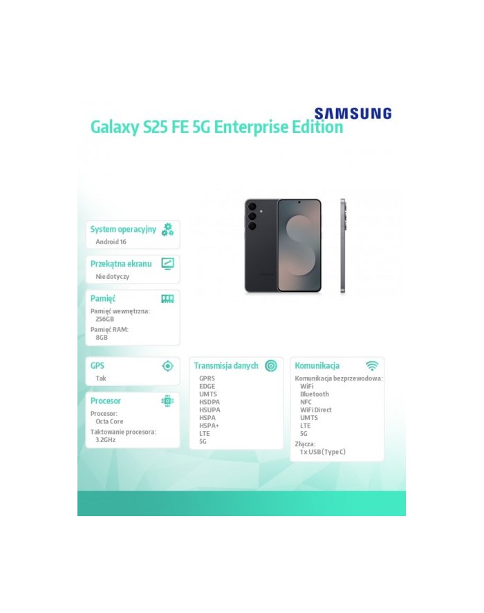 Samsung Galaxy S25 FE 5G 8/256GB Enterprise Edition Czarny