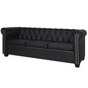 Sofy i kanapy - vidaXL Czarna 3-osobowa sofa Chesterfield - miniaturka - grafika 1