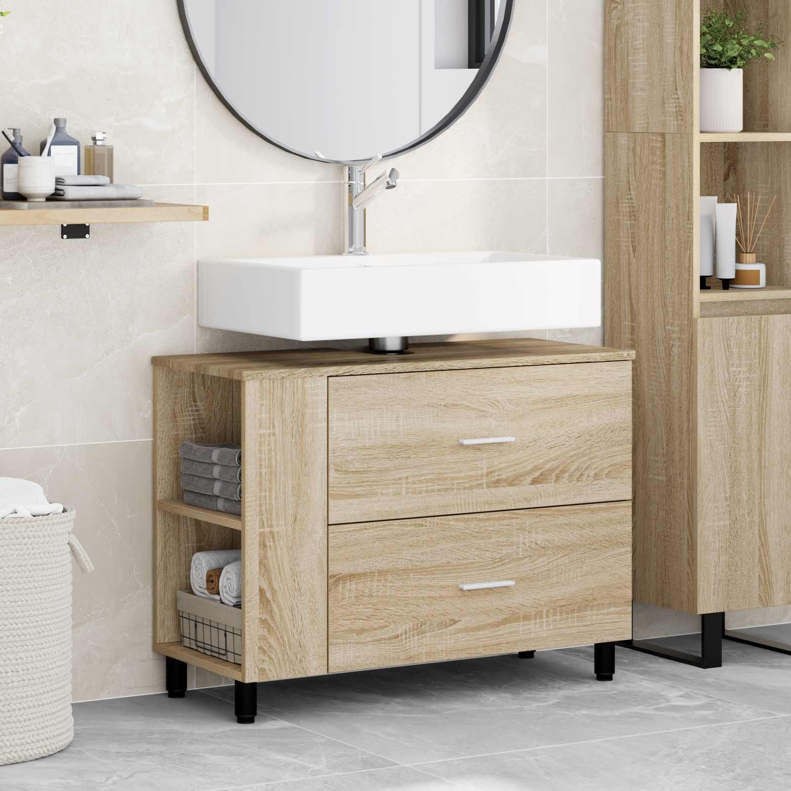 vidaXL vidaXL Szafka pod zlew dąb sonoma 80 x 35 x 60 cm Drewno inżynieryjne