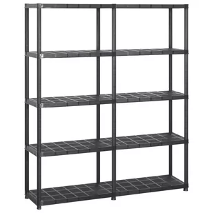 vidaXL Regał 5-poziomowy, czarny, 142 x 38 x 170 cm, plastik 3059852 - Szafy i regały magazynowe - miniaturka - grafika 1