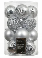 Bombki - Bombki choinkowe zestaw 16 sztuk srebrne 8 cm nietłukące różne wzory - miniaturka - grafika 1