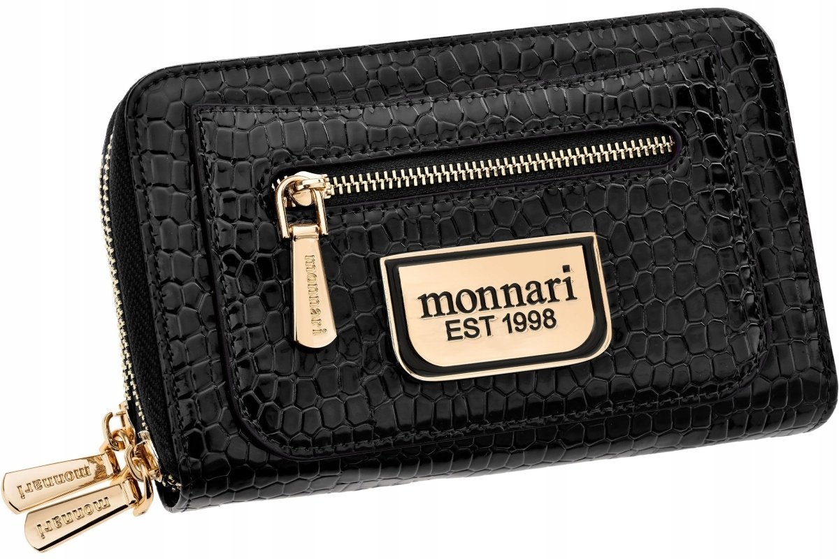 Monnari Portfel Damski Elegancki Czarny Skóra Ekologiczna Na Prezent Logo
