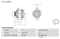 Alternatory - Alternator Bosch 0 986 082 330 - miniaturka - grafika 1