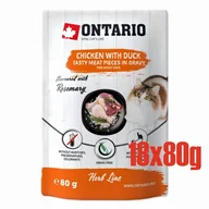 Mokra karma dla kotów - ONTARIO Herb kurczak z kaczka, ryz, rozmaryn w sosie opak. 18x80g saszetka dla kota (213-35390) - miniaturka - grafika 1